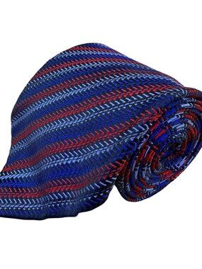 XMI Platinum Mens Red & Blue Silk Handmade Tie Imported From England
